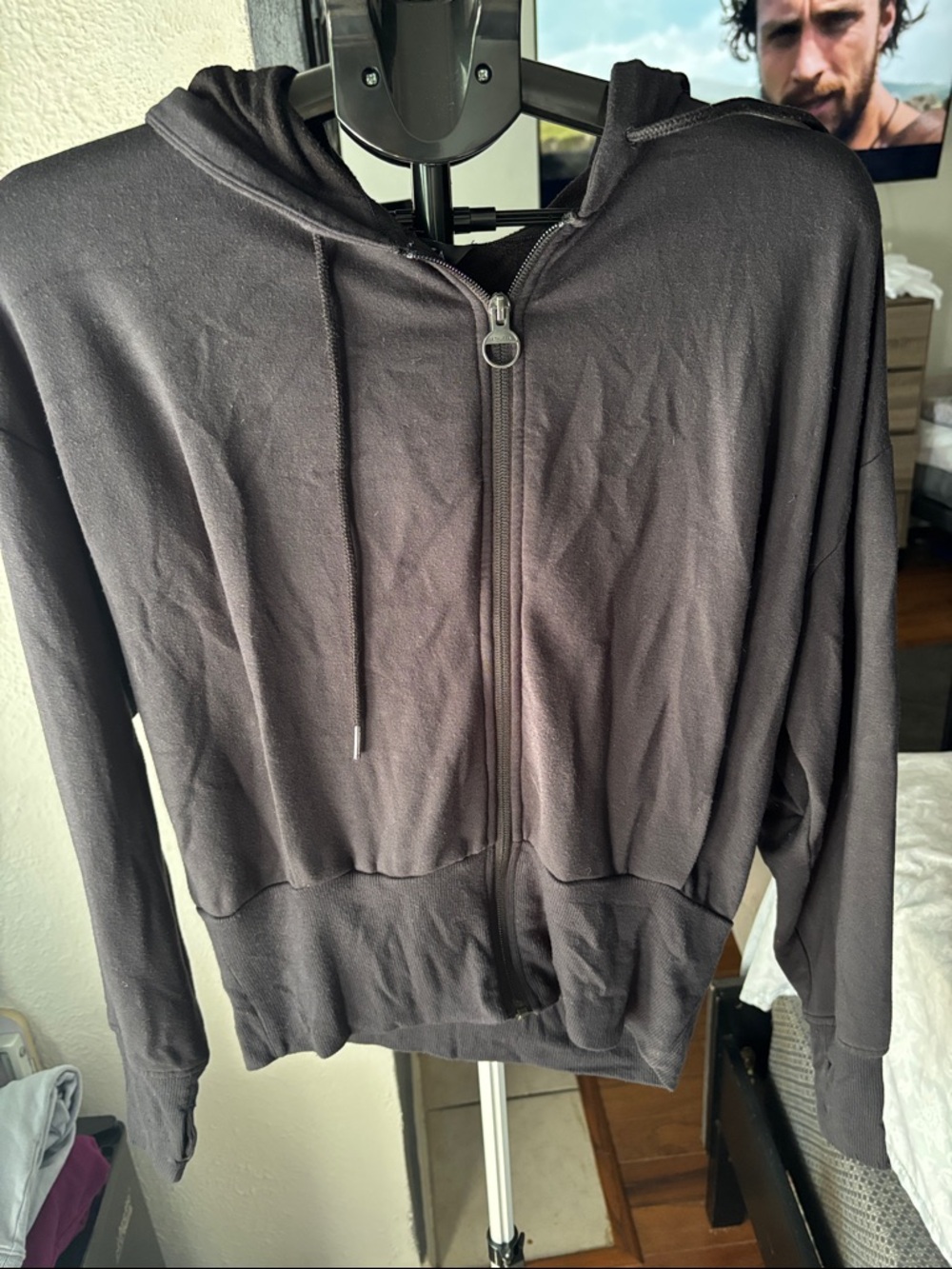 Athleta Black Full-Zip Hooded Jacket